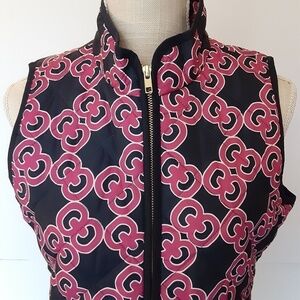 Crown & Ivy Women's Thin Puffer Vest Navy Blue & Pink Full Zip Size PM